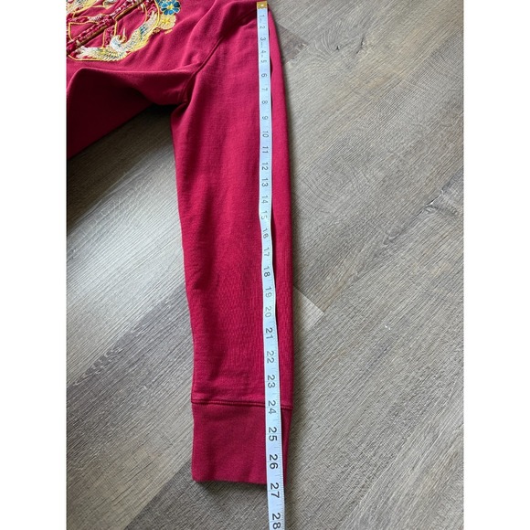 Lucky Brand Embroidered Zip Hoodie Asian Art Bird Floral Graphic Red Size XL - Picture 13 of 16